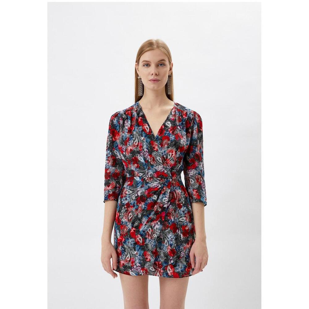 The Kooples Paisley Flowers Mini Wrap Dress 100% Viscose US Large /FR 3 NWT $395 - Picture 1 of 9